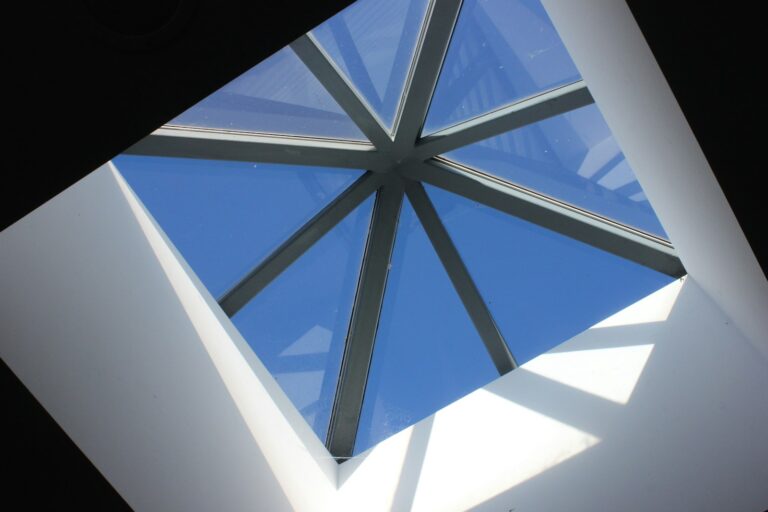 Roof lantern seen from inside a flat roof extension