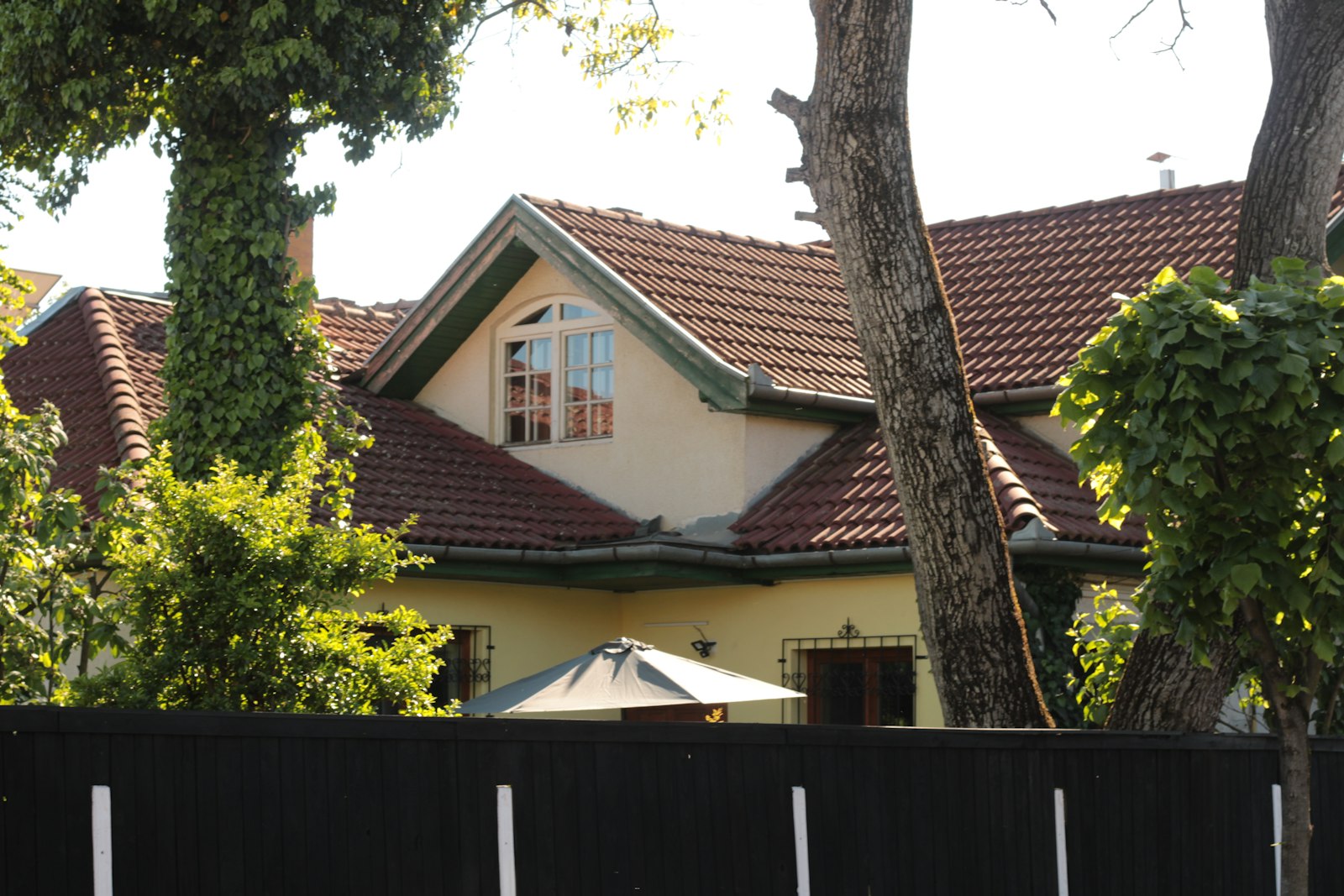 Pitched gable roof on a house