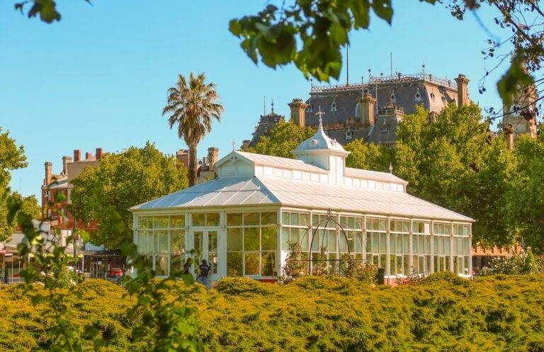 Conservatory in a sunny garden