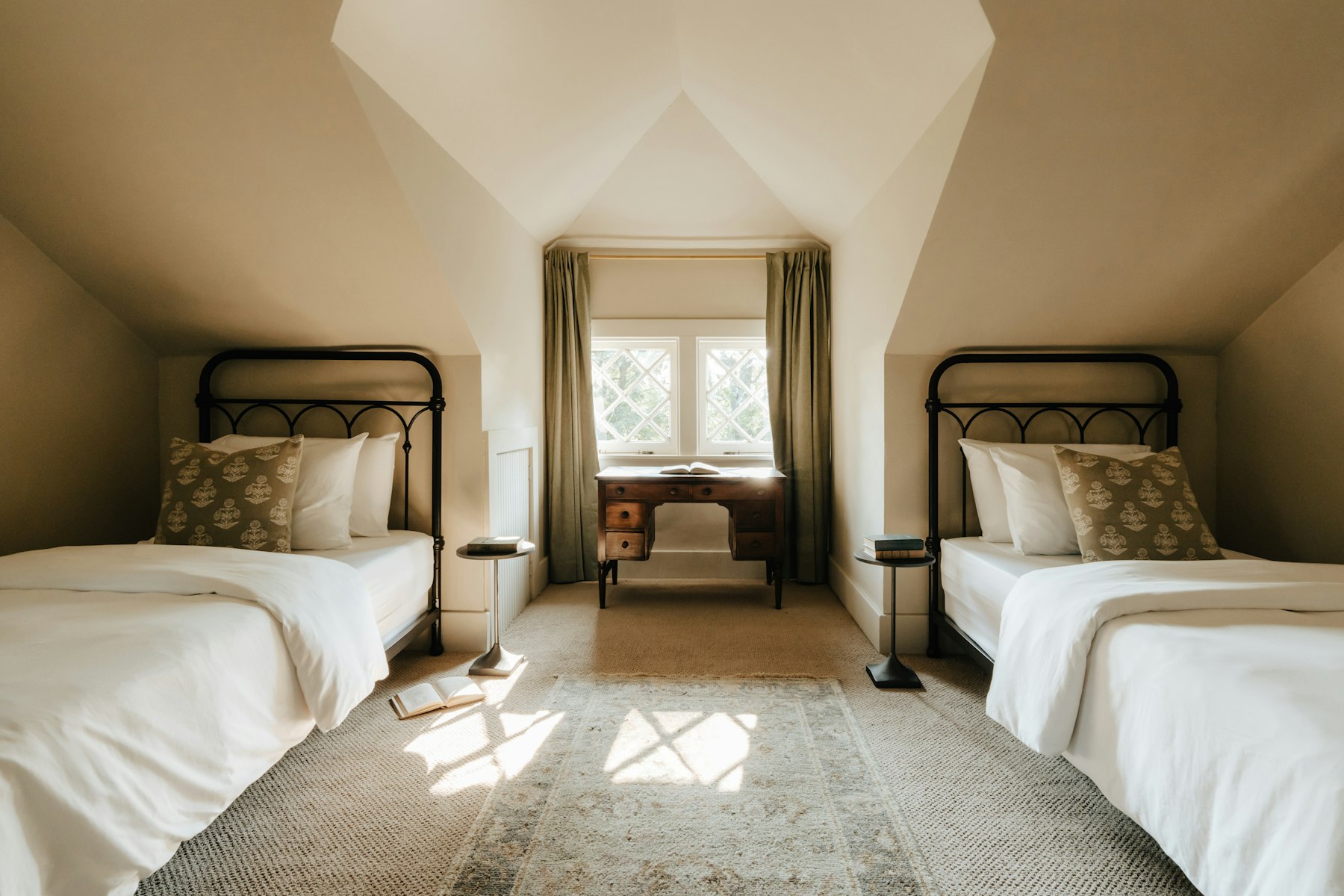 Converted loft bedroom under a pitched roof