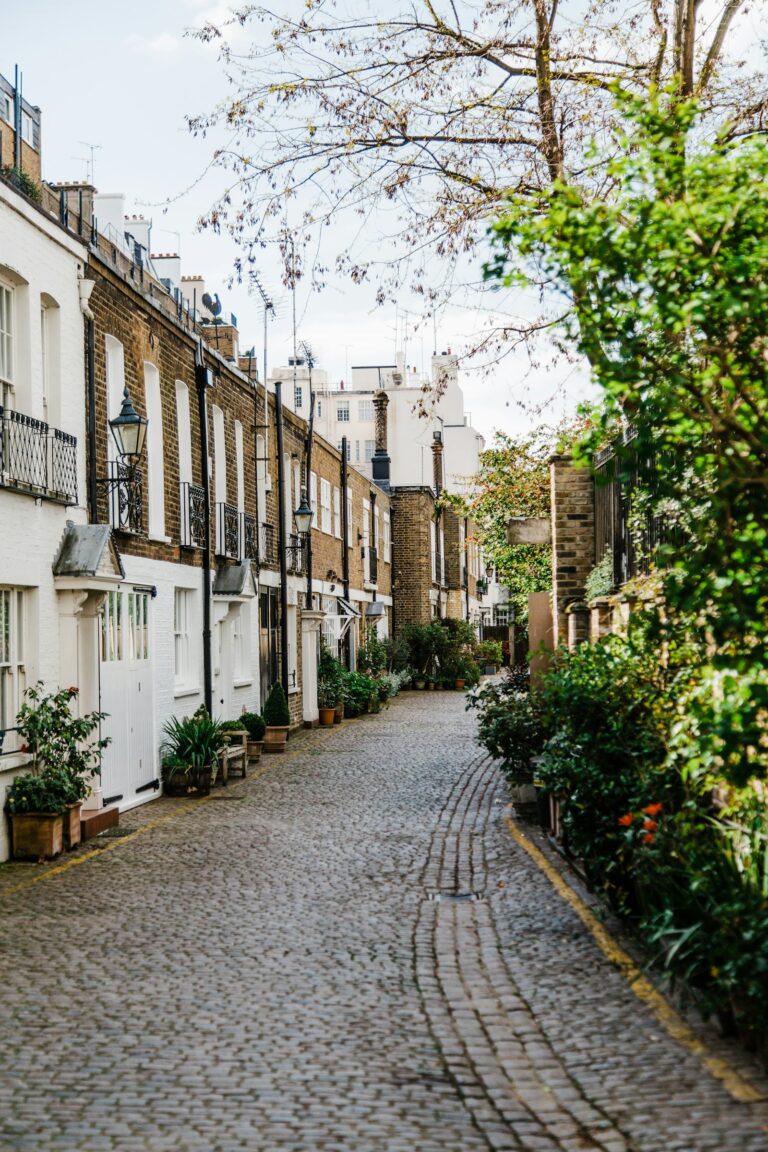 Terraced houses on a London mews street